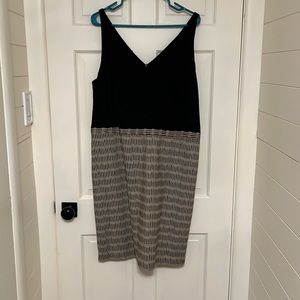 Size 16 Loft Dress Black & Taupe Mixed Media
